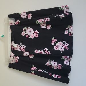 Black floral skater skirt